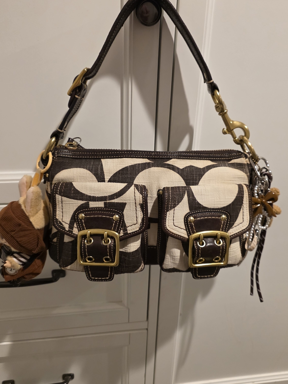 Coach Brown Signature Canvas Shoulder Bag